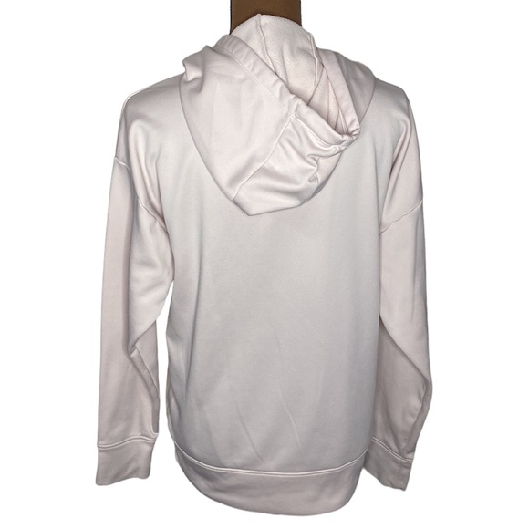 Under Armour loose fit fleece lined hoodie with plush logo pale pink and white L - Picture 3 of 16